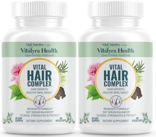 VITAL NUTRITIVE Vital Hair Complex – Biotin & Vitamin B Hair Vitamins for Women & Men – Supports Healthy Hair, Skin & Nails – Hormone-Free, Gluten-Free – Hair Supplement for Women & Men