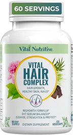 VITAL NUTRITIVE Vital Hair Complex – Biotin & Vitamin B Hair Vitamins for Women & Men – Supports Healthy Hair, Skin & Nails – Hormone-Free, Gluten-Free – Hair Supplement for Women & Men