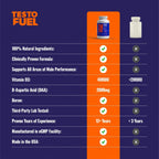 TestoFuel T-Booster Test Booster for Men 100% Natural 120 Capsules