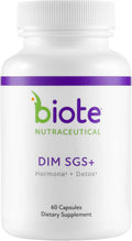 biote Nutraceutical DIM SGS+ dietary supplement with a purple and green label, containing 60 capsules.