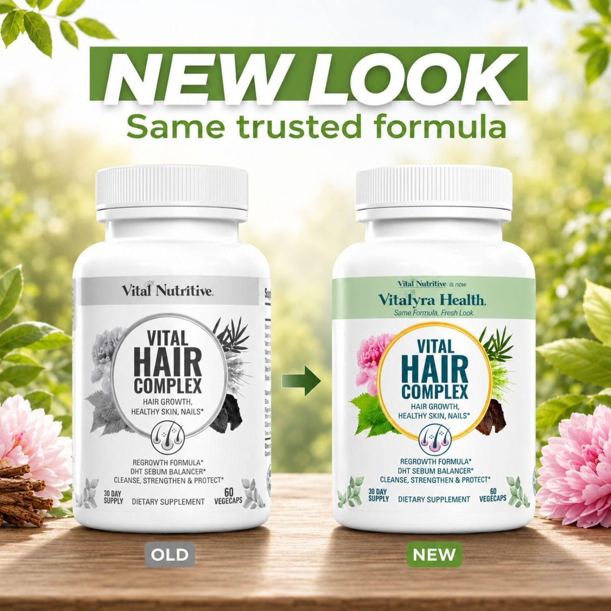 VITAL NUTRITIVE Vital Hair Complex – Biotin & Vitamin B Hair Vitamins for Women & Men – Supports Healthy Hair, Skin & Nails – Hormone-Free, Gluten-Free – Hair Supplement for Women & Men