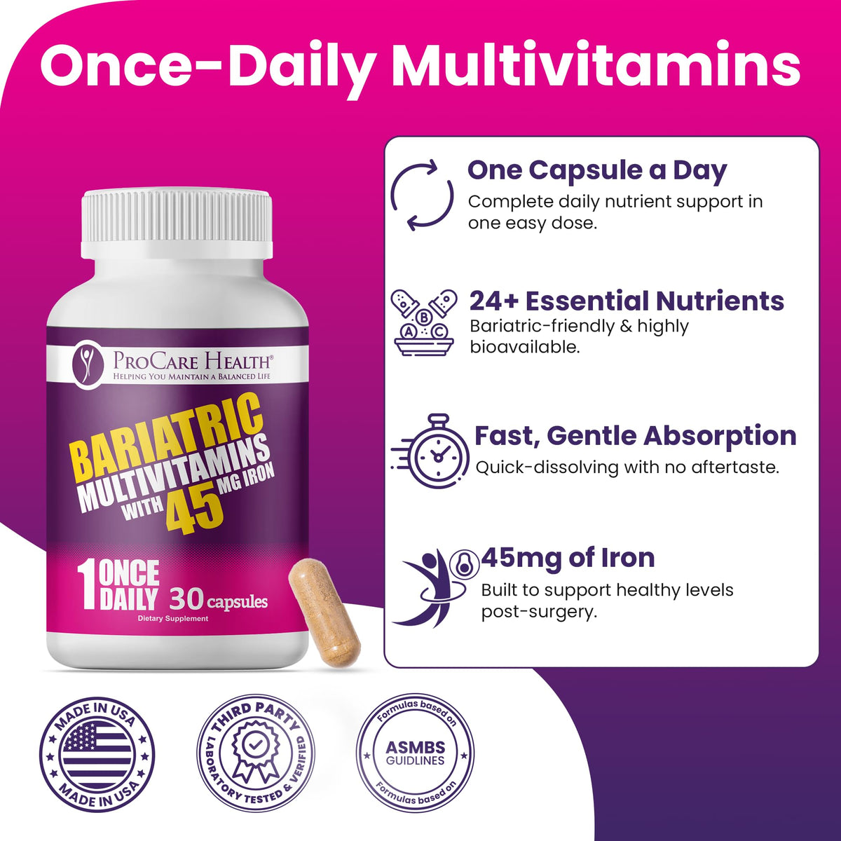 ProCare Health Bariatric Multivitamin 45mg Iron