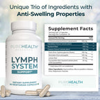 PUREHEALTH RESEARCH Lymph System Support Supplement - Lymphatic Drainage Supplement with Dandelion Extract, Cleavers, Burdock Powder - Reduce Swelling and Cleanse Lymph - 1 Bottle, Brown
