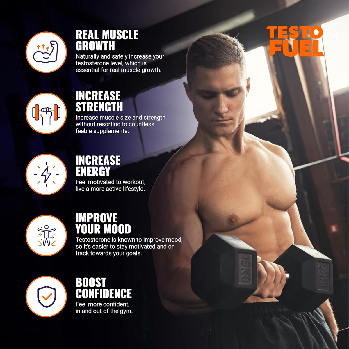 TestoFuel T-Booster Test Booster for Men 100% Natural 120 Capsules