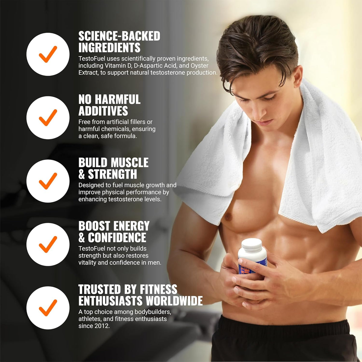 TestoFuel T-Booster Test Booster for Men 100% Natural 120 Capsules