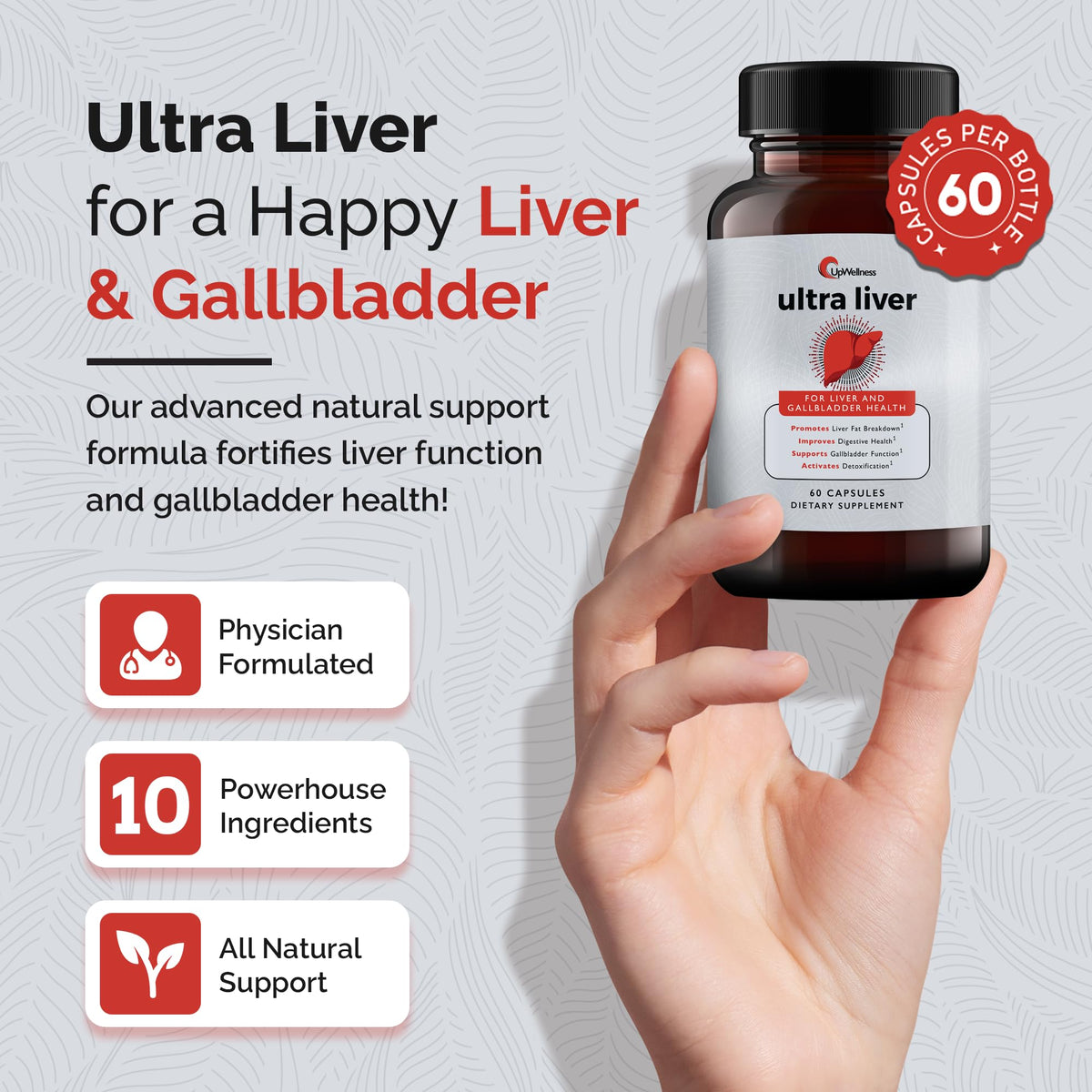 UpWellness Ultra Liver Support Supplement, 60 Capsules