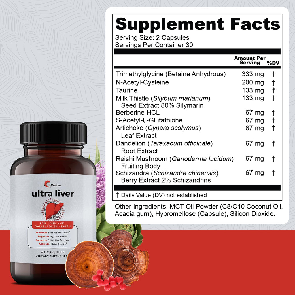UpWellness Ultra Liver Support Supplement, 60 Capsules